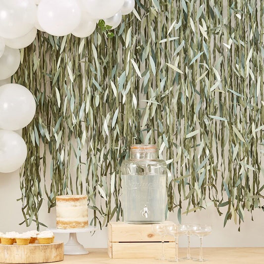 Botanical Leaf Ribbon Party Backdrop