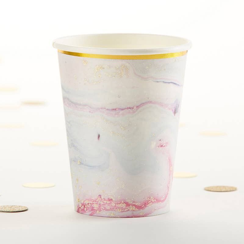 Whimsical Marbled 8 oz. Paper Cups – Très Chic Party Boutique