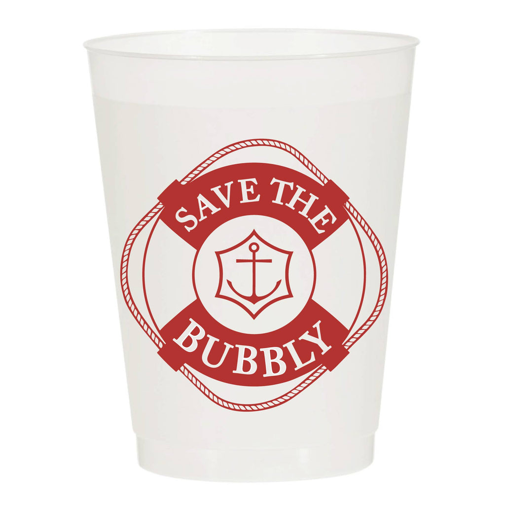 Save The Bubbly Anchor Nautical Reusable Party Cups - Pack of 6