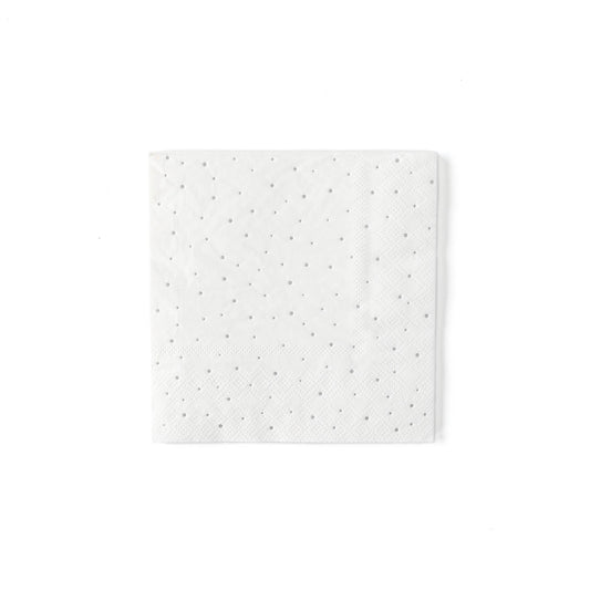 White Silver Mini Dot Cocktail Napkins - 24pk