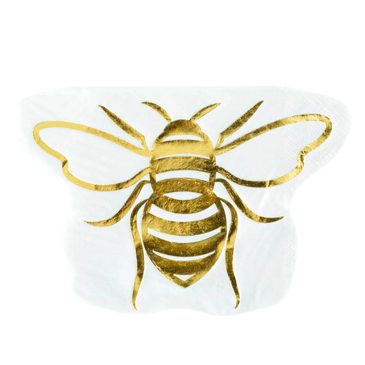 Gold Foil Bee Die Cut Cocktail Napkins  - 20 Pk.