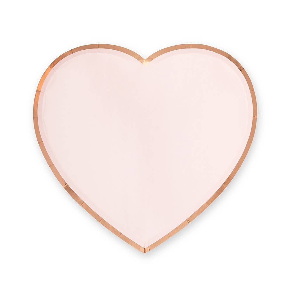 Large Heart Disposable Paper Party Plates - Pink