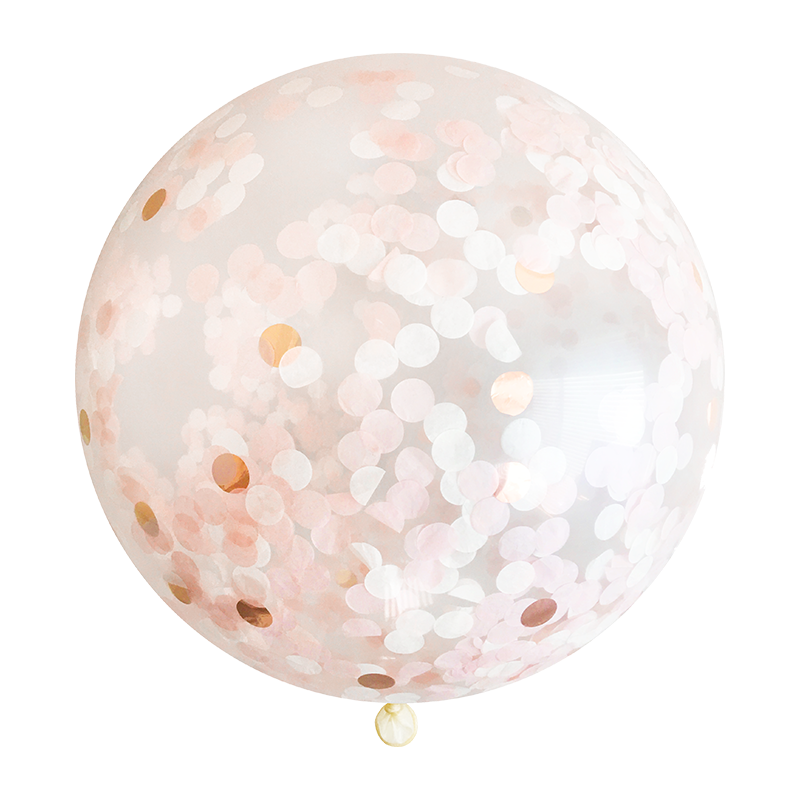 Jumbo Confetti Balloon & Tassel Tail - Blush & Rose Gold