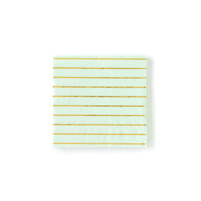 Mint Striped 5" Beverage Napkins - 18pk