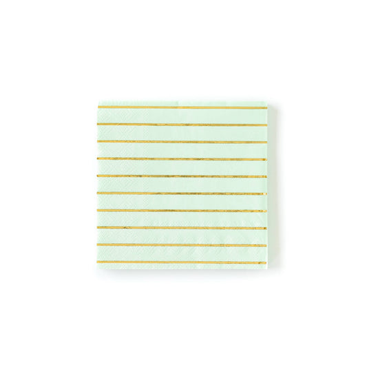 Mint Striped 5" Beverage Napkins - 18pk