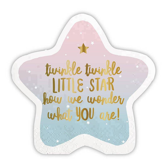 Gender Reveal “Twinkle, Twinkle Little Star” Die-Cut Party Napkins