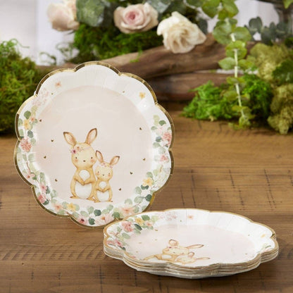 Woodland Animal Bunny Premium Pink 7" Small Paper Plates - 16pk