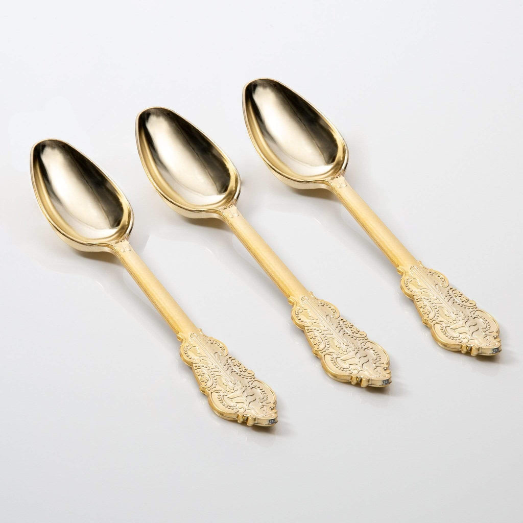Venetian Design Gold Premium Plastic Spoons | 20 Spoons