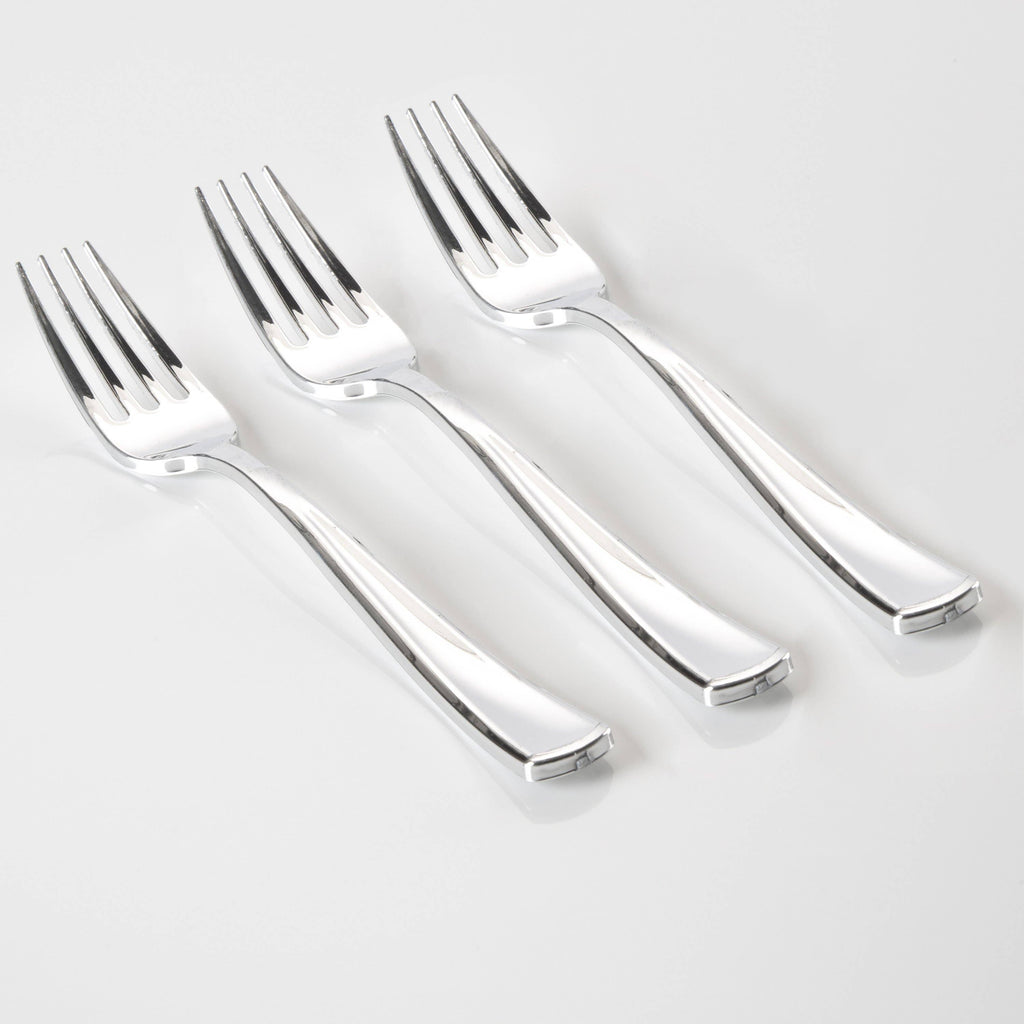 Classic Design Silver Plastic Forks | 20 Forks