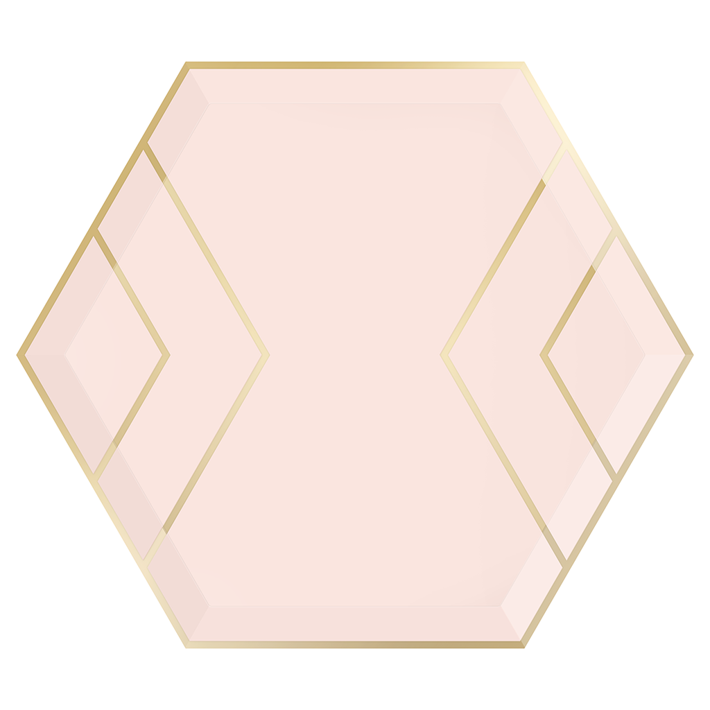 Large Paper Plates - Hexagon - Blush & Gold