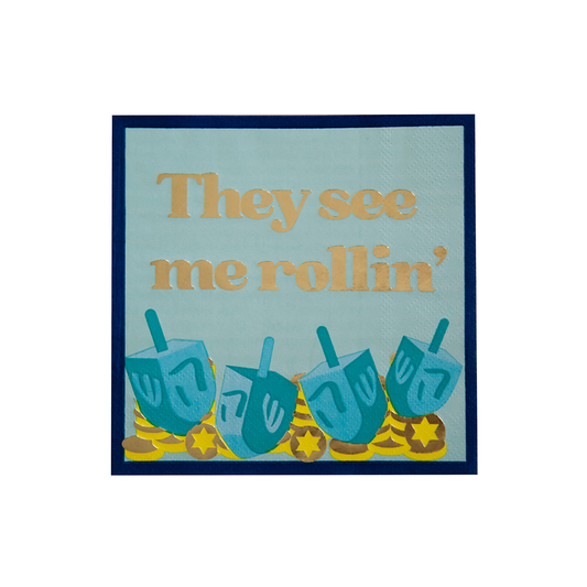 They See Me Rollin' Hanukkah Cocktail Napkins - 20pk