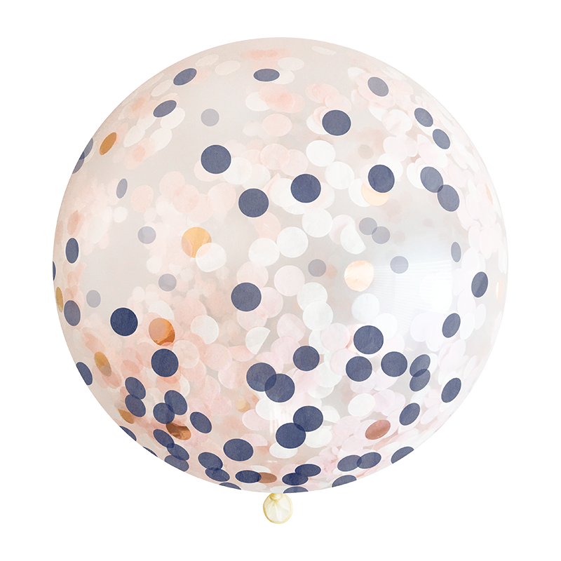 Jumbo Confetti Balloon & Tassel Tail - Navy, Blush & Rose Gold