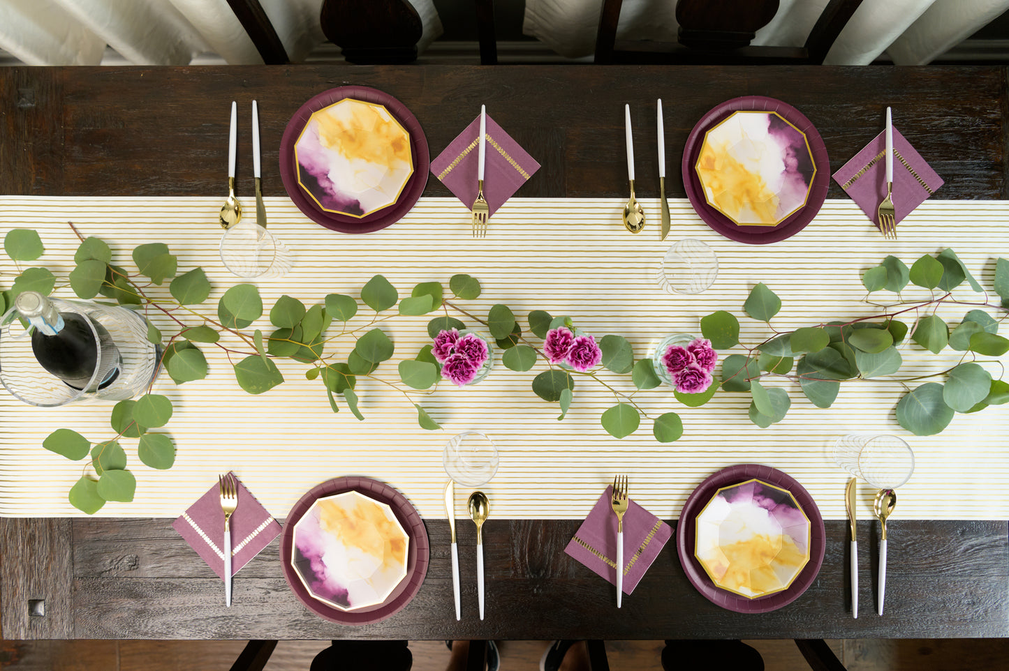 Gold Pinstripe Table Runner - 20” x 25’